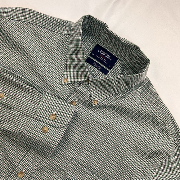 Charles Tyrwhitt Other - Charles Tyrwhitt Weekend Men Green Blue Plaid Cotton Long Sleeve Shirt XL